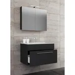 VCM 3dílná umyvadlová skříňka Badinos 1 zásuvka 60 cm se zrcadlem, černá 488003