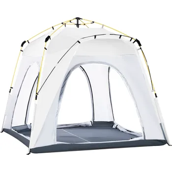 Stan Outsunny Pop Up kopulovitý stan pro 4 osoby lehký, stabilní vodotěsný UV 50+ s oknem na háček, podlážka