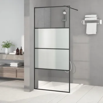 Sprchový panel zahrada-XL Sprchová zástěna walk-in černá 90x195 cm napůl mléčné ESG sklo 152126