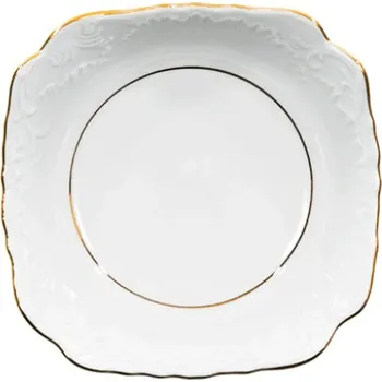 Salátová Mísa Ćmielów rokoko Zlatá linie bílá 27 cm