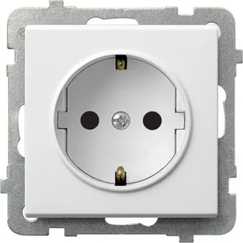 Elektrická zásuvka Ospel Sonata Jednoduchá zásuvka s uzemněním Schuko, bílá matná GP-1RS/m/75