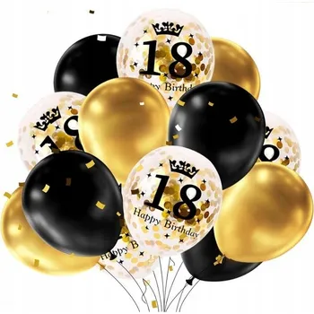 Balónek Balónky k 18. narozeninám – černé a zlaté