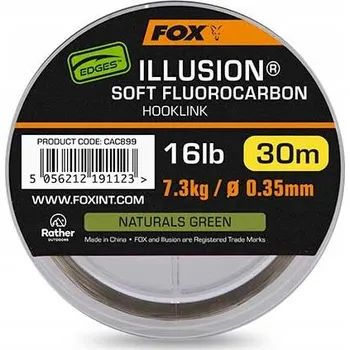 Vlasec Fox Illusion Soft Fluorocarbon Edges Hooklink Naturals Green 30 m 16lb 7.3k