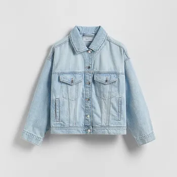 Dámský kabát Reserved - Džínová bunda s kapsami - modrá - 9290H-05J - 9290H-05J-S