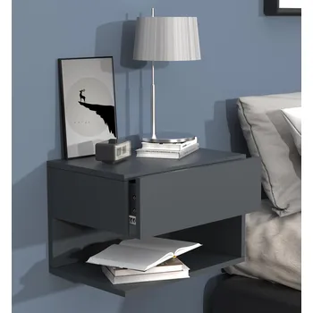 Noční stolek VCM Nástěnná zásuvka Usal XL 45, antracitová 487596