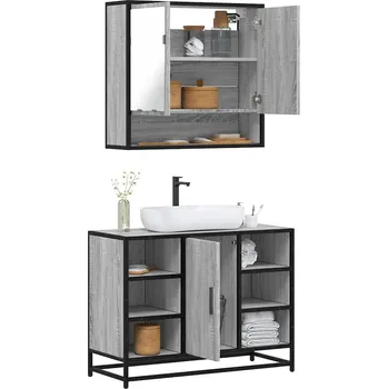 Koupelnový nábytek 2dílný set koupelnového nábytku šedý sonoma kompozitní dřevo Šedá3300943