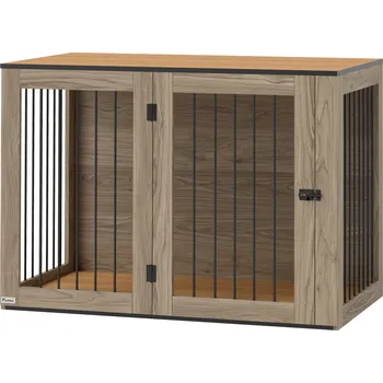 Bouda pro psa PawHut přepravka pro psy, přepravka pro velké psy, psí bouda, vnitřní, 106 x 60 x 76 cm, dubová barva