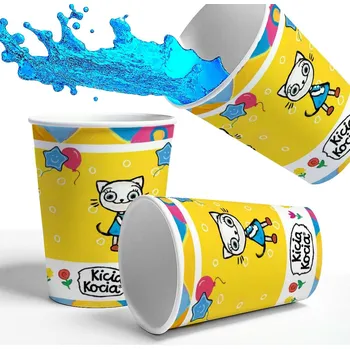 Party nádobí KELÍMKY PAPÍROVÉ KOČIČÍ KOČKA PRO DĚTI K NAROZENINÁM 250ML 6 KS