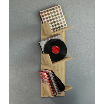 police VCM Designová polička na LP desky Sulda, dub medový 487236