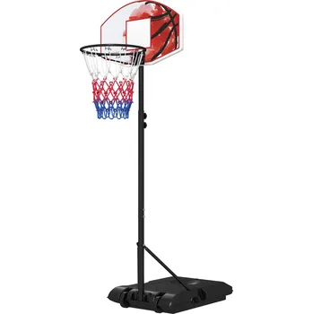 Basketbal SPORTNOW Výškově nastavitelný basketbalový koš, volně stojící, se sítí a kolečky, velká základna, 179-209 cm, plast, ocel