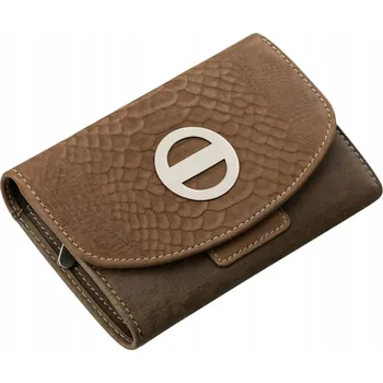 Peněženka Velká Dámská Peněženka Hnědá Kožená z Pravé Kůže Hadí Vzor