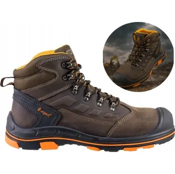 Pracovní oblečení PRACOVNÍ KOTNÍKOVÉ BOTY s ocelovou špičkou a protipropichovou vložkou, kožené, S3 BOZP, velikost 47