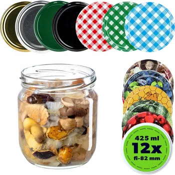 Sklenice 12x ZAVAŘOVACÍ SKLENICE 425ML NA ZAVAŘENINY SKLENICE ŠROUBOVACÍ VÍČKA