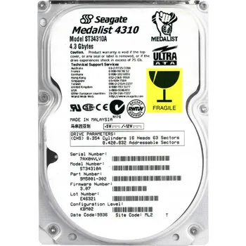 Interní pevný disk Pevný disk Seagate Medalist ST34310A 4,30 GB PATA (IDE/ATA) 3,5"