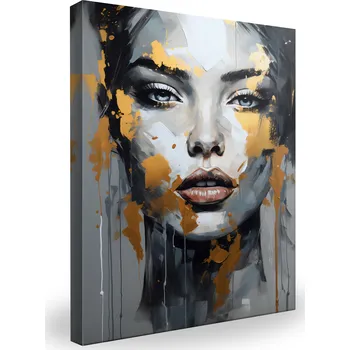 Obraz Obraz do Obývacího Pokoje Zlatý Portrét Tvář Rty Styl Glamour 100x150