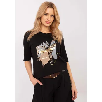 Dámská halenka Dámská černá halenka FPrice s krátkým rukávem, S i523_5906694016035