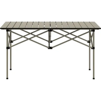Zahradní stůl Outsunny Camping Table Skládací stůl s rolovací deskou Hliníkový zahradní stůl pro 2 osoby 95 x 55 cm Khaki