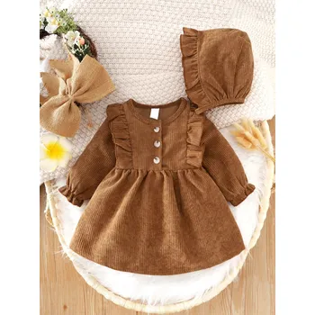 Dívčí šaty Dívčí manšestrové šaty s dlouhým rukávem Velikost: 9-12M