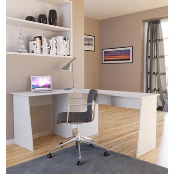 VCM Pracovní stůl Masola rohový, bílý 763559