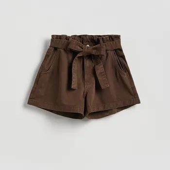 Reserved - Džínové šortky s vázáním - dark grey jeans - 538GE-89J - 538GE-89J-38