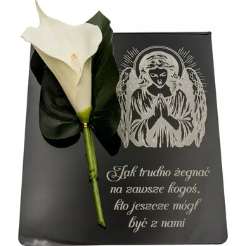 Smuteční dekorace GRAVÍROVANÁ HŘBITOVNÍ SVÍČKA DEKORACE na hrob, podstavec na hřbitov, KVĚT LILIE