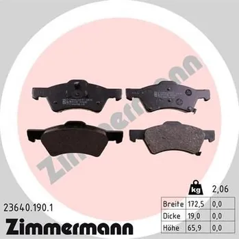 Brzdová destička Sada brzdových destiček, kotoučová brzda ZIMMERMANN 23640.190.1