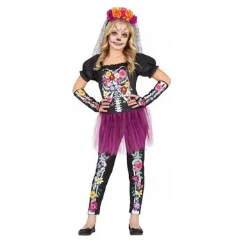 Karnevalový kostým KOSTÝM BAREVNÁ KOSTRA KVĚTINY LOS MUERTOS 146