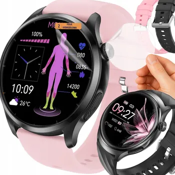 Hodinky Dámské chytré hodinky pro zdraví - Měření glukózy, teploty, baterie 440 mAh, Menu v PL