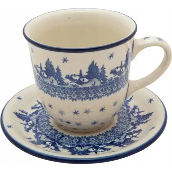 ŠÁLEK 300 ml s podšálkem Ceramika Artystyczna Bolesławiec 2329 ZIMA