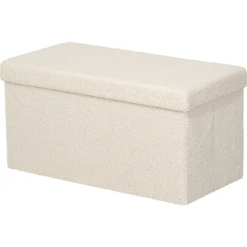 Taburet HOMCOM Úložný taburet, čalouněná lavice s úložným prostorem a víkem do obývacího pokoje, ložnice, předsíně, krémově bílá