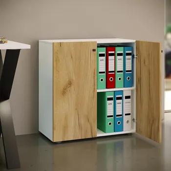 Policová skříň VCM Kancelářská skříň Lona L s otočnými dvířky, bílá 487034