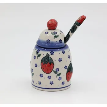 Dóza na potraviny Keramická dóza na džem Jahoda Bolesławiec