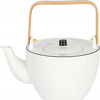 Konvice na čaj Porcelánová konvice bílá s bambusovým držadlem 80