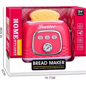 Dětský spotřebič ELEKTRICKÝ TOUSTOVAČ PRO DĚTI KUCHYŇSKÝ SPOTŘEBIČ SVĚTLO ZVUK RŮŽOVÝ