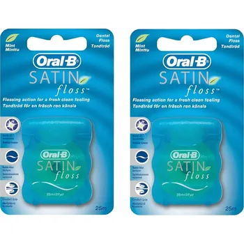 Zubní nit Sada 2x Oral-B Satin Floss Mint Zubní nit s mátovou příchutí 25 m