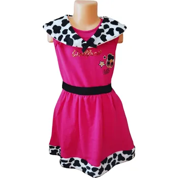 Dívčí šaty Sun City Luxusní dívčí šaty L.O.L. s chlupatým límečkem růžové Barva: Růžová, Velikost: 134