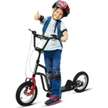 HOMCOM Dětská koloběžka Řídítka nastavitelná koloběžka Pedálová koloběžka Městská koloběžka Dětská koloběžka Kickboard s pneumatikami 12 palců od 5 let Černá 120 x 58 x 75-80 cm