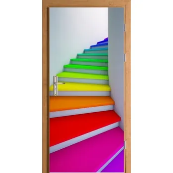 Fototapeta Samolepicí samolepicí na dveře SCHODY BAREVNÉ 3D