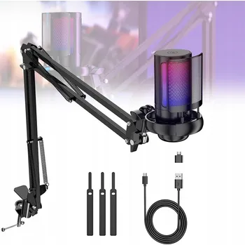 Mikrofon USB Herní Mikrofon PC RGB pro Streamování Podcastů Studio Kondenzátorový