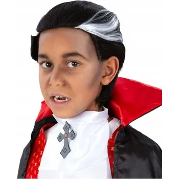Karnevalová paruka DĚTSKÁ PARUKA MALÝ UPÍR HRABĚ DRAKULA DOPLNĚK KE KOSTÝMU HALLOWEEN