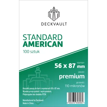 Příslušenství k deskovým hrám OBALY NA KARTY STANDARD AMERICAN PREMIUM 56x87mm 100 kusů DECKVAULT
