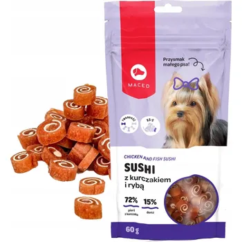 Pamlsek pro psa Psí pamlsek Maced sushi s kuřecím masem a rybou, bez obilovin, 60 g