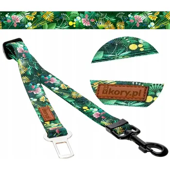 Vodítko pro psa VODÍTKO nastavitelné do auta PRO PSA 20 mm 45-75 cm Ukory zelené S LISTY