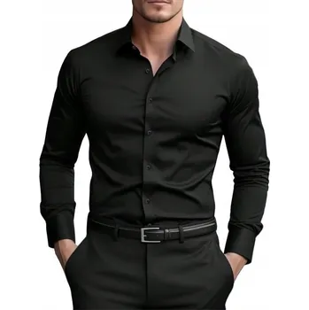 Pánská košile Megafinest pánská košile casual s dlouhým rukávem slim střih bavlna velikost XXL