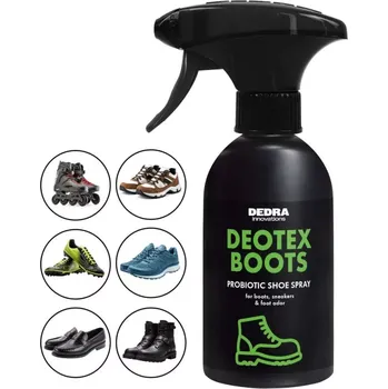 Přípravek pro údržbu obuvi DEDRA DEOTEX® BOOTS Probiotický sprej na obuv proti zápachu 250 ml (neutralizuje pachy, chrání & osvěžuje)