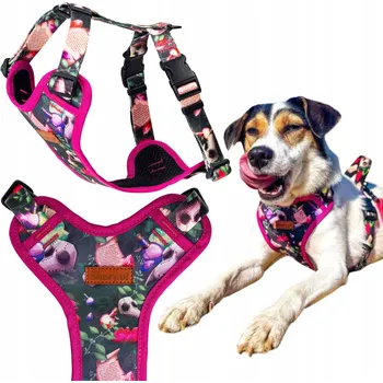 Postroj pro psa BEZTLAKOVÉ postroje GUARD pro střední psy velikosti S, 20 mm, Ukory růžové S LEBKAMI