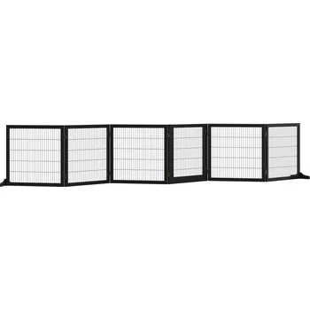 Bouda pro psa PawHut zábrana pro psy skládací 432 x 36 x 70 cm borovicové dřevo černá