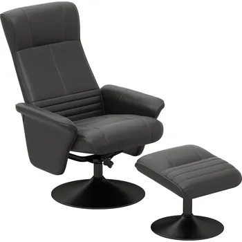 Křeslo HOMCOM polohovací křeslo s taburetem Otočné TV křeslo s funkcí polohování, TV křeslo s nosností až 150 kg, polohovací křeslo do obývacího pokoje, ložnice, látka z mikrovlákna, černá barva