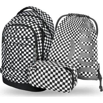 Školní batoh BAAGL s více přihrádkami bílý, černý