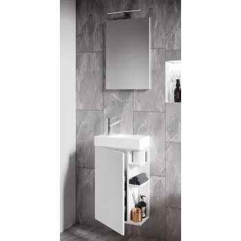 Koupelnový nábytek VCM 3dílná umyvadlová skřínka pro hosty Lumia se zrcadlem, bílá 488380